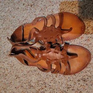 Seychelles Weekend Cognac Leather Gladiator Sandals sz 7‎
